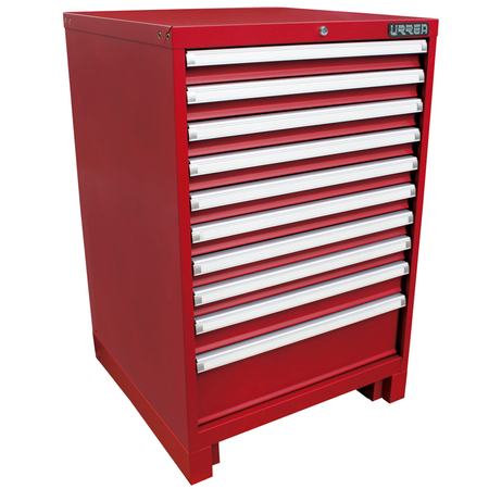 URREA X-Series Tool Cabinet, 10 Drawer, Red, Steel, 28 in W x 39 in D x 28 in H X28F10